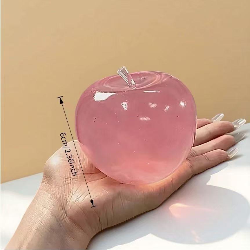 Crystal Apple Figurine, Soft, Ultra-Thin Skin, Stress Relief Toy, Touch Sensory Toy, Office Desk Decor, Non-Edible Gift, Decorative Figurines