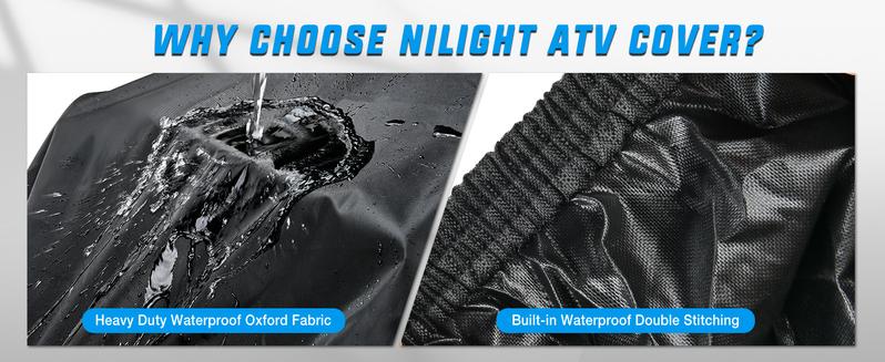 Nilight ATV Cover Waterproof 420D Heavy Duty Ripstop Material Black Protects 4 Wheeler from Snow Rain All Season All Weather UV Protection Fits up to 82"(82'' Lx47''W x 45''H) Vehicle Motorbike  dealsforyoudays