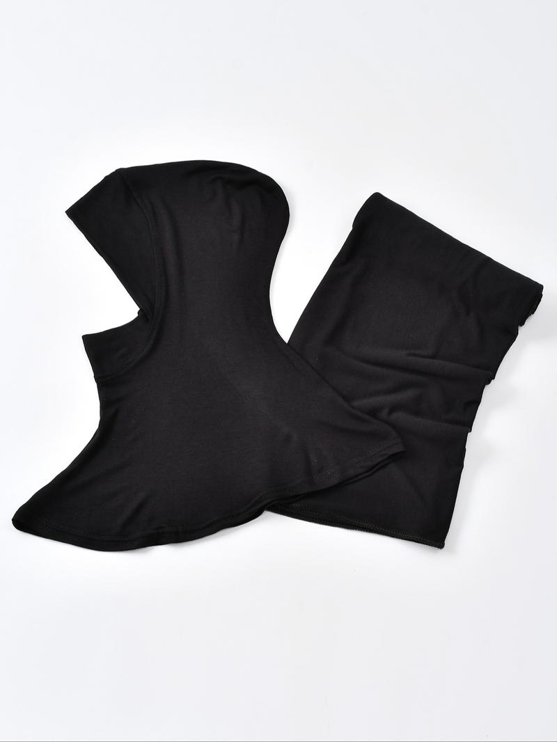 Women's Classic Plain Color Elegant Casual Chin Cover Hat + Silk Cotton, High-End Modal Knit Headscarf, Suitable for Daily Use, Outdoors, Parties, Turban Hijab