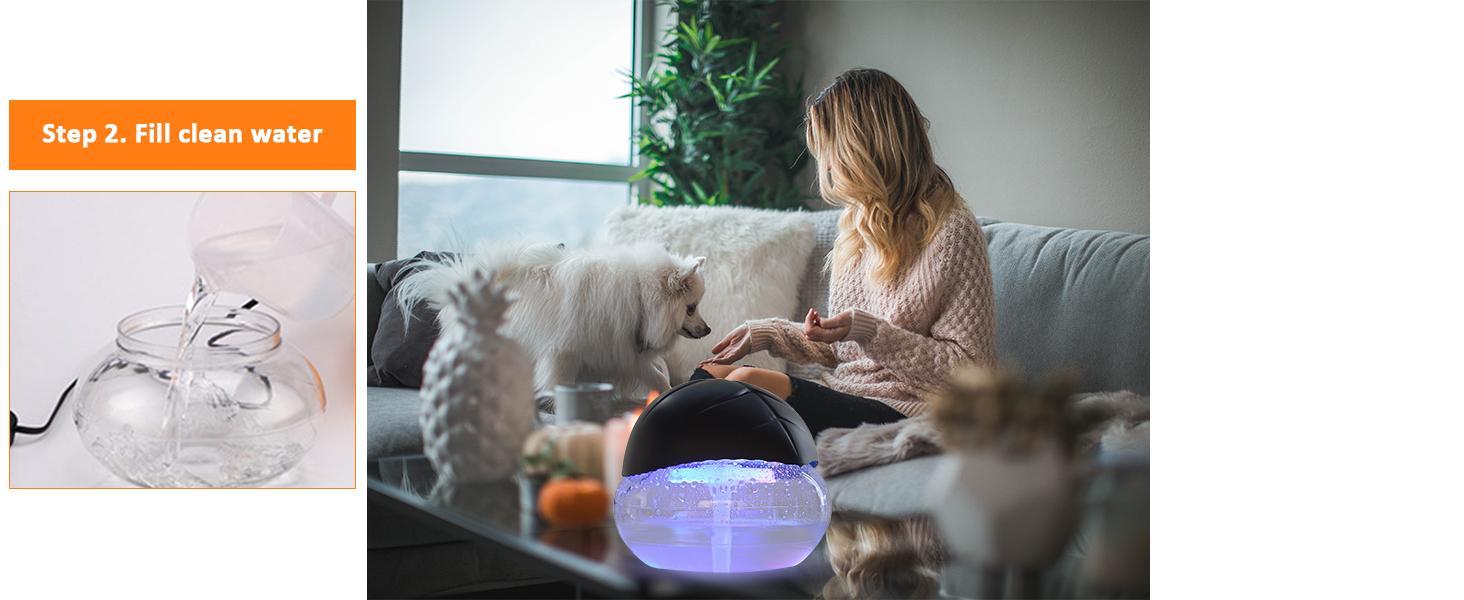 Humidifiers for Bedroom, 1000ml Humidifier for Baby Nursery, 32dB Quiet,USB Plug,Top Fill Humidifier for Large Room, Home, Plants, Nightlight(Oil Diffuser 4 Pack)