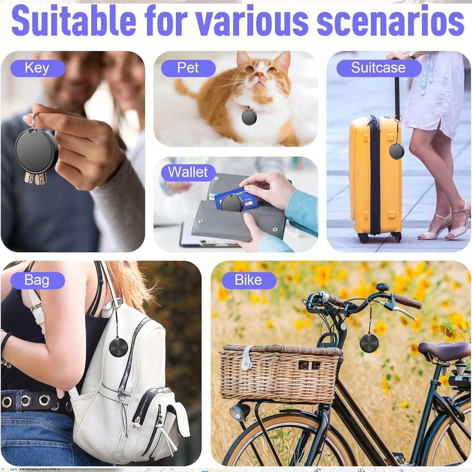 Smart GPS Tracker Bluetooth Item Finder for Android iOS, Works with Apple Find My Google Find Hub, Anti-Lost Tag for Keys Bag Luggage Wallet