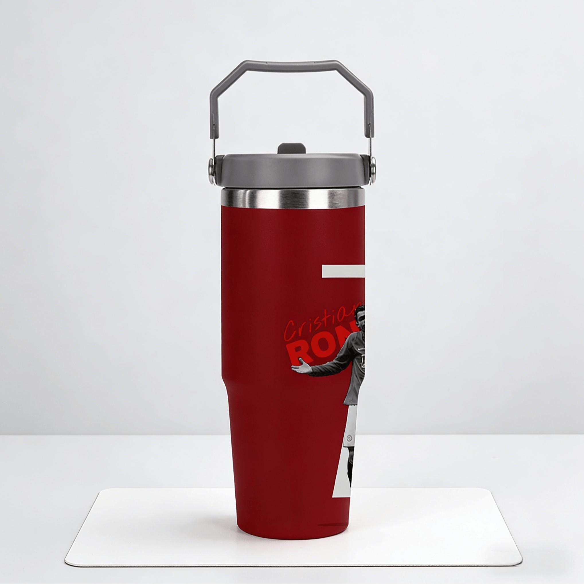 1pc 30oz stainless steel large-capacity car water bottle, Number 7 jersey Pattern，for Cristiano Ronaldo fans.for football enthusiasts. various patterns to choose from, fan gift, Outdoor camping Coffee Cups & Mugs