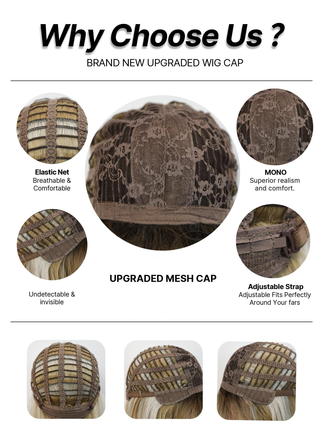 12-Inch Platinum Gradient Synthetic Fiber Wavy Bob Wig, Heat-Resistant, Elastic Rose Net, Natural and Realistic, Fashion Hairpiece