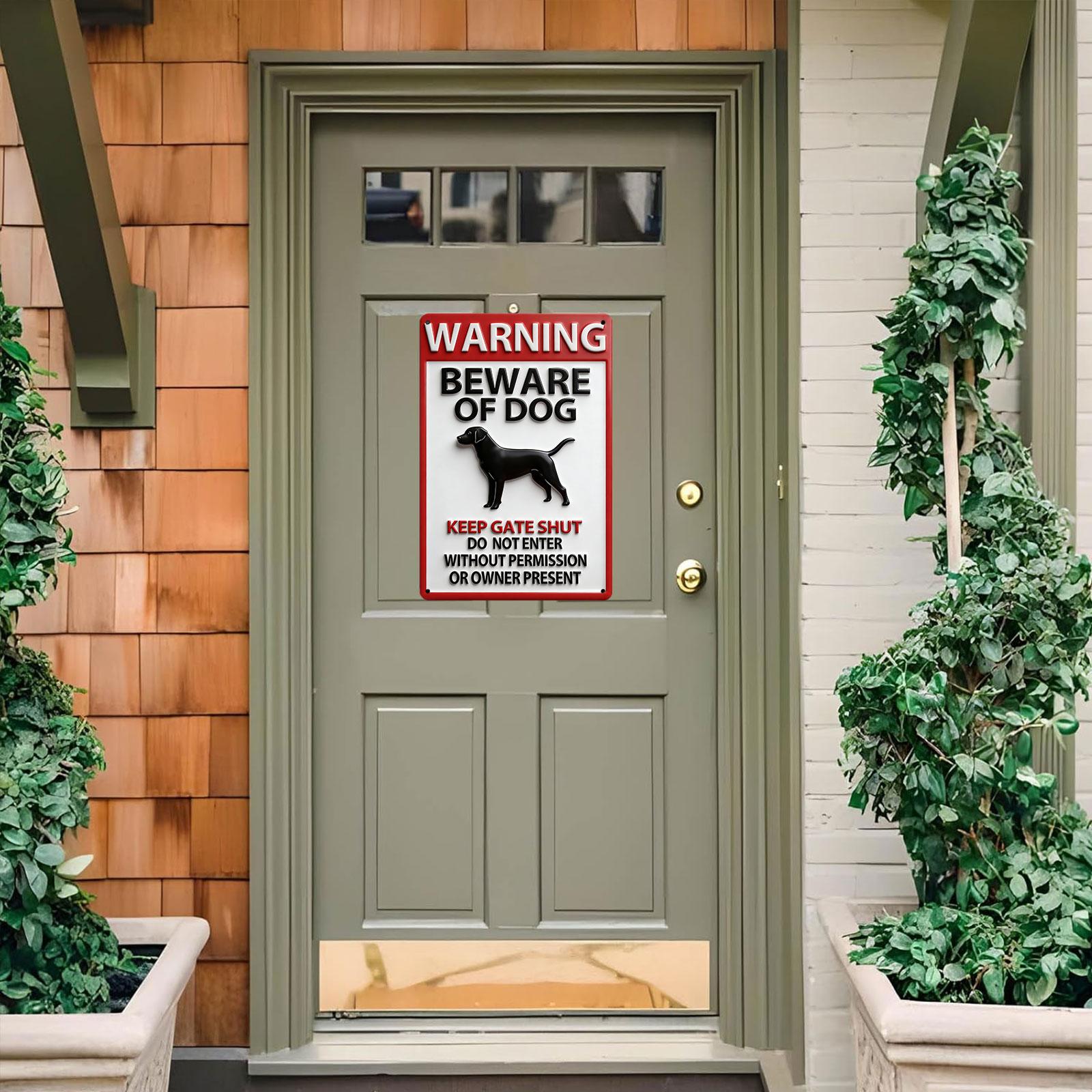 8x12 Embossed Aluminium Animal Figures Home Sign, Sturdy Weatherproof Heavy-Duty Rectangle Beware Of Dog Plaque, Bold Text Hangable Wall-Mount for Backyard Gates Outdoor Home Safety Supplies, Animal Figures Home Signs
