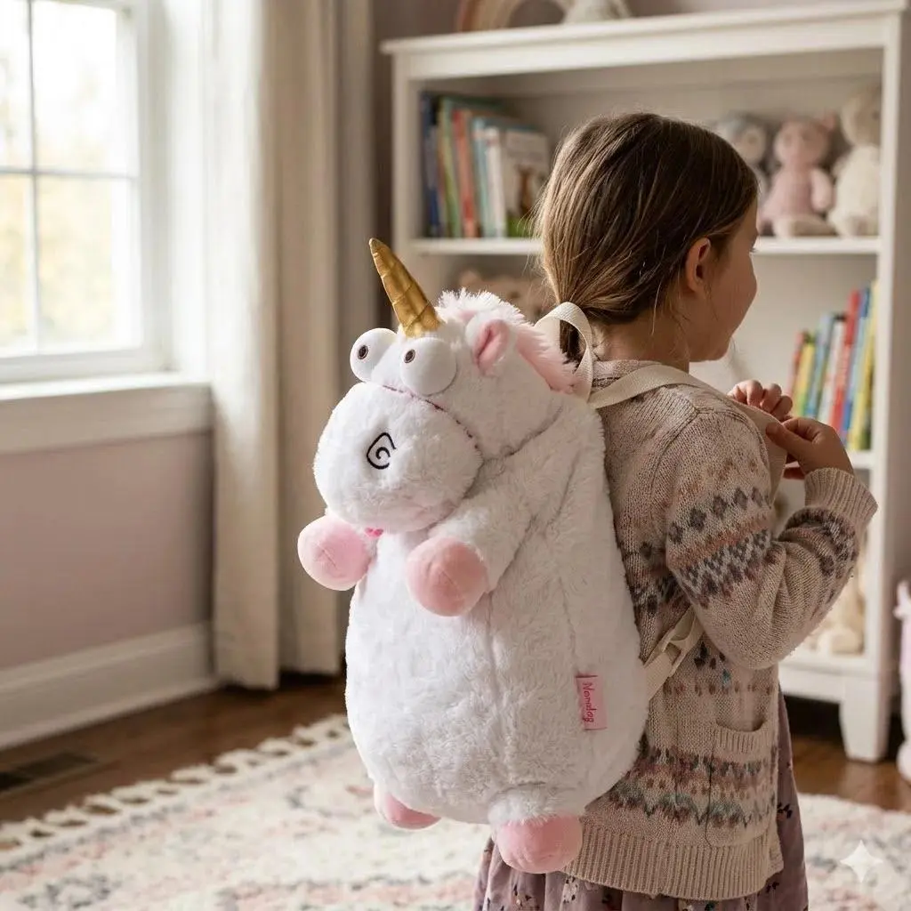 Despicable White Unicorn doll backpack bag School bag Plush toy Gift Kids Children Toys large