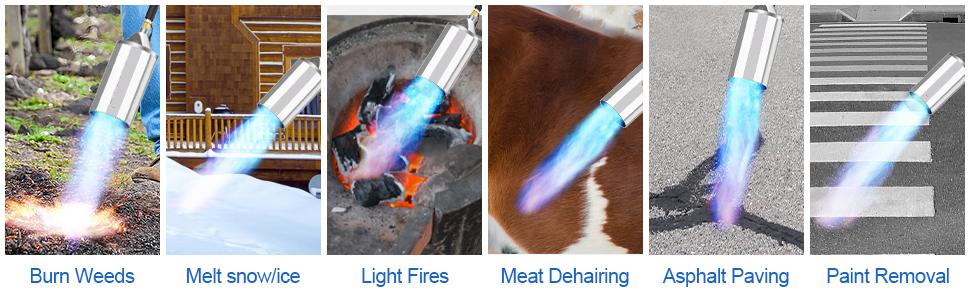 Portable Propane Torch Burner with Storage Bag Powerful Propane Weed Torch with 10FT Hose Flame Weeder with Turbo Trigger for Flame Weeding,Roof Asphalt,Ice Snow,Road Marking