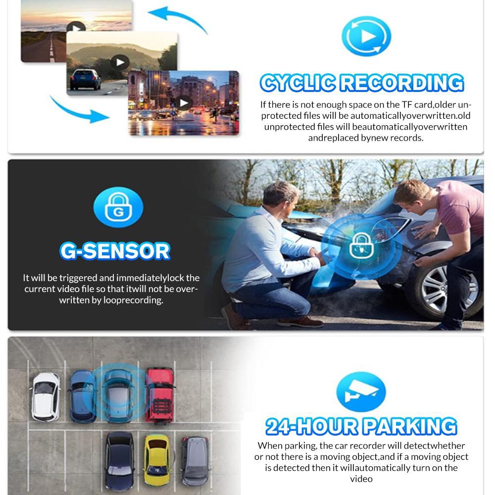 3/4 Lens Channel Dash Cam 1080P HD Ultimate Safety Dash Cam Set, 1080P Front and 720P Full Coverage Front, Rear, Left, and Right, Quad-Split Screen Display, HD Night Vision, WDR, G-Sensor, Loop Recording - Car Accessories/Car Dash