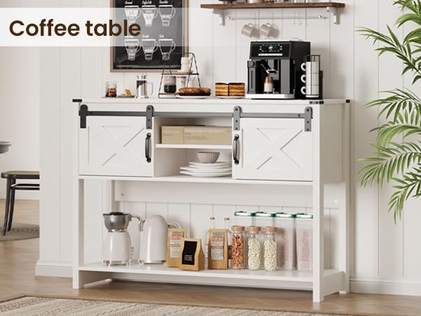 RoyalCraft Entryway Table with Storage, 46" Modern Farmhouse Console Table with Sliding Barn Door, Wood Rustic Sofa Table with Adjustable Shelf for Hallway, Living Room, Foyer