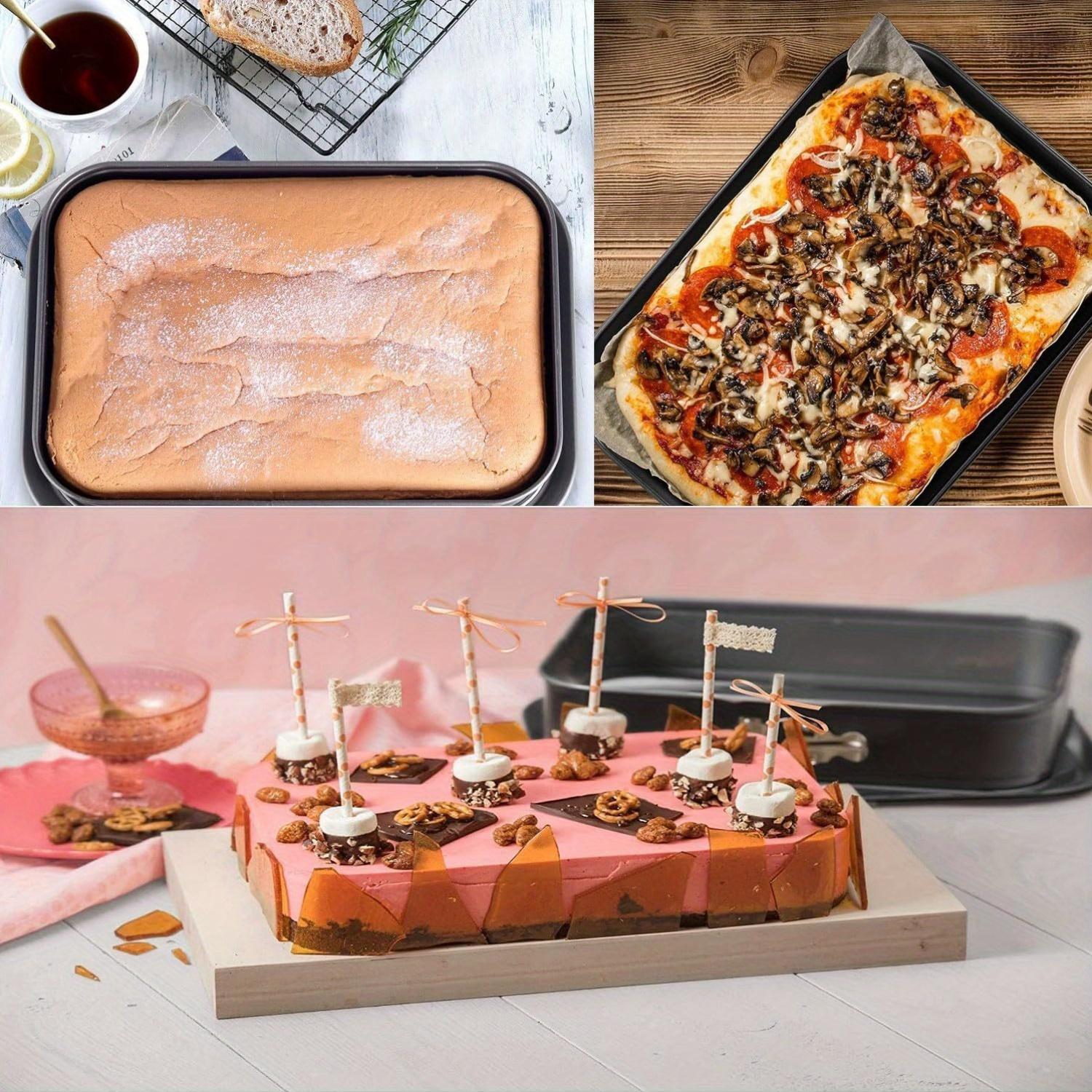 Baking artifact leak-proof rectangular cake tray: non-stick easy release| Professional grade carbon steel Easy to make perfect cheesecake Oven dishwasher safe