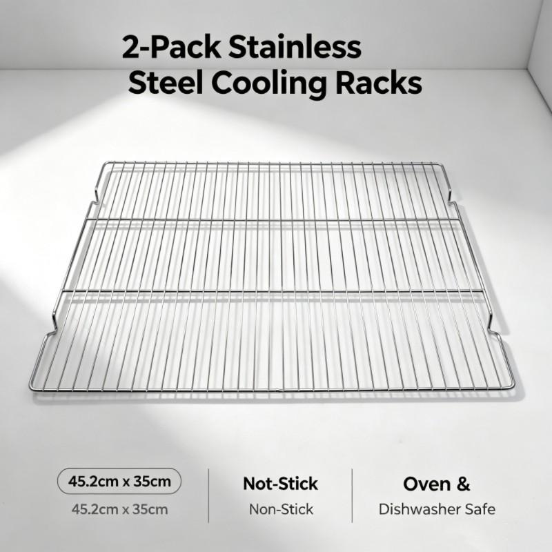 Two-Piece Thick Stainless Steel Baking Cooling Rack, Holiday Cookie Cake Turkey Rack, Christmas Thanksgiving Easter Baking Tool, Oven Grill Dual-Use Commercial Home Multifunctional Storage Rack, Bakeware
