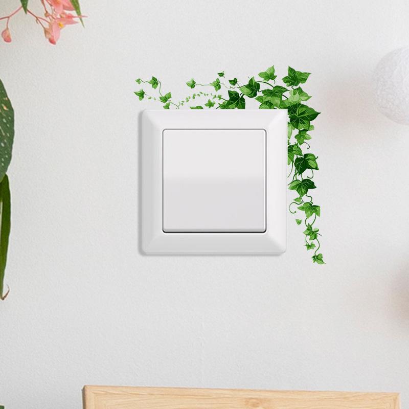 Bohemian Vine Leaf Wall Switch Stickers, Removable Self-Adhesive PVC Sticker, Easy Application, Home Decor, Interior Design