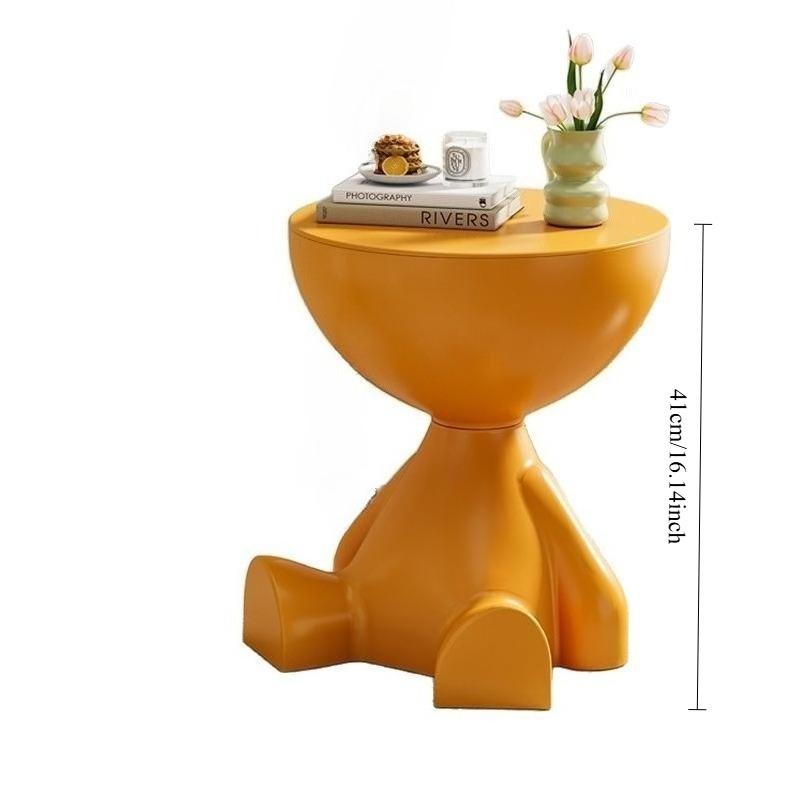 Creative cream style foldable small coffee table, cute small table, bedside table, flat head bear floor decoration, sofa edge table, ideal choice for holiday gifts and daily leisure, unique modern furniture