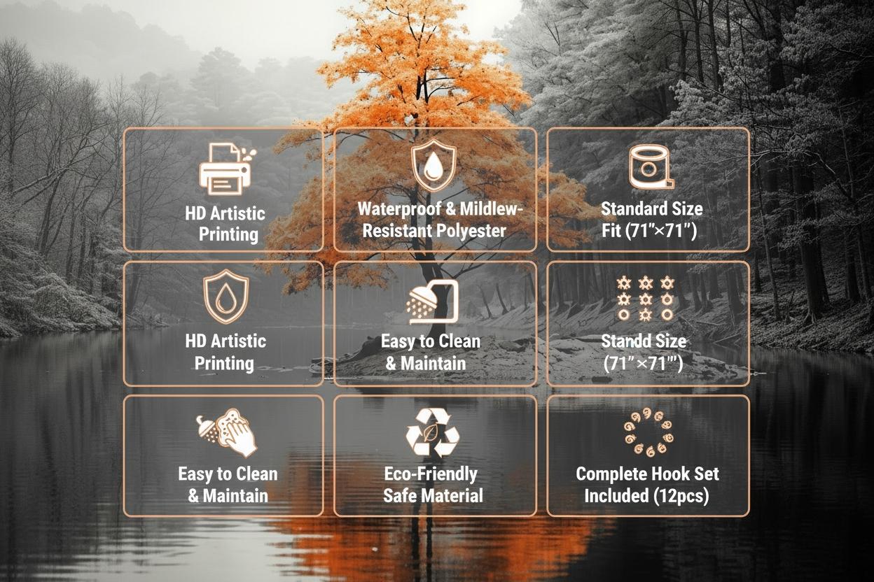 1pc Lonely Tree Bath Curtain, Minimalist Artistic Landscape, Soft Polyester, High Clarity Digital Print, Home Hotel Bathroom Decor