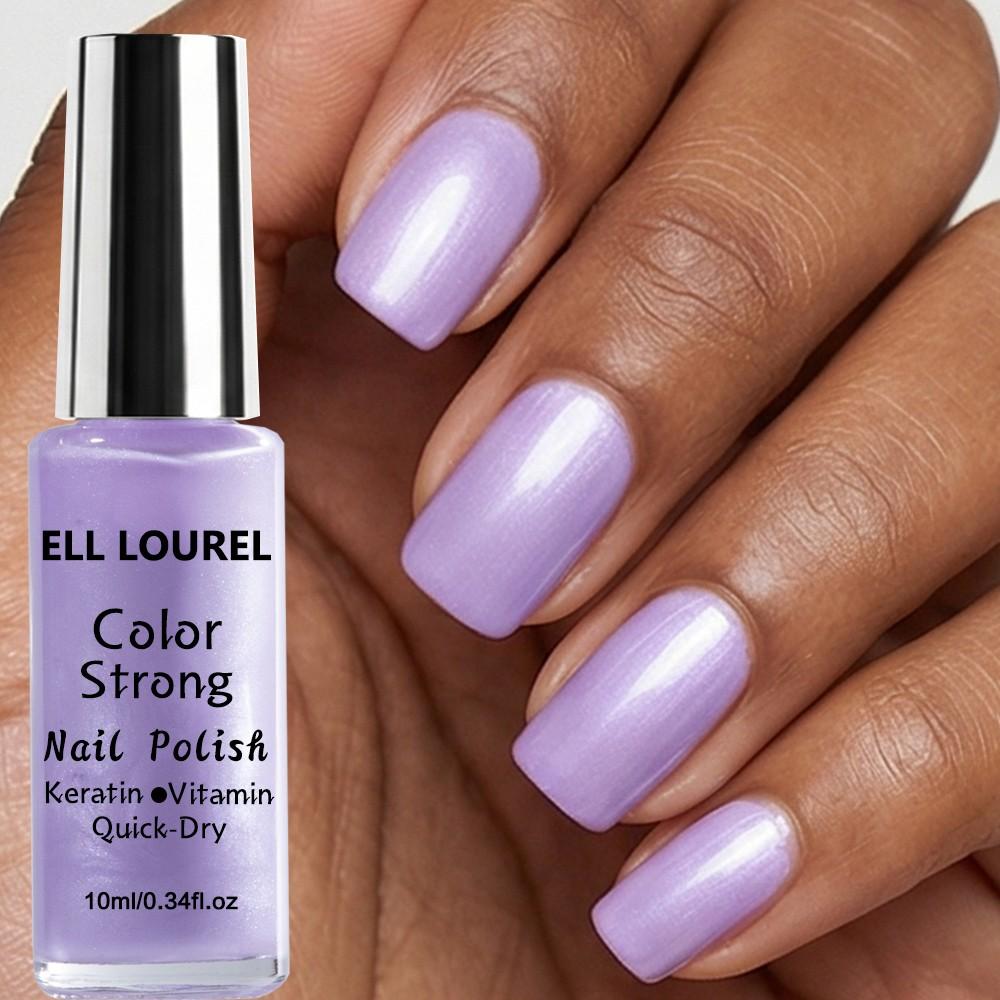 ELL LOUREL New Arrival Color Strong Nail Polish, 10ml Lavender Quick-Dry Nail Varnish, Keratin & Vitamin Infused, Alcohol-Free, Nail Chip-Resistant, Long-Lasting High Gloss, Nourishing Formula for Healthy Nails, Perfect for Daily Wear, Parties, Manicure
