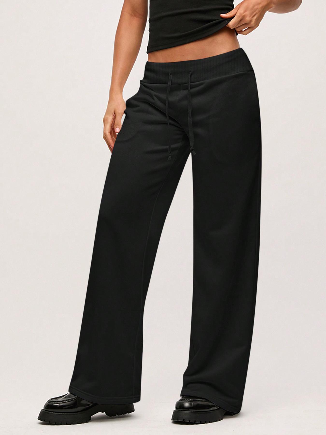 Women Casual Solid Color Loose Fit Low Waist Knitted Sweatpants, Warm Comfort, Cozy Chic, Daily Commute, Stylish & Comfy, Casual Chic Bottoms