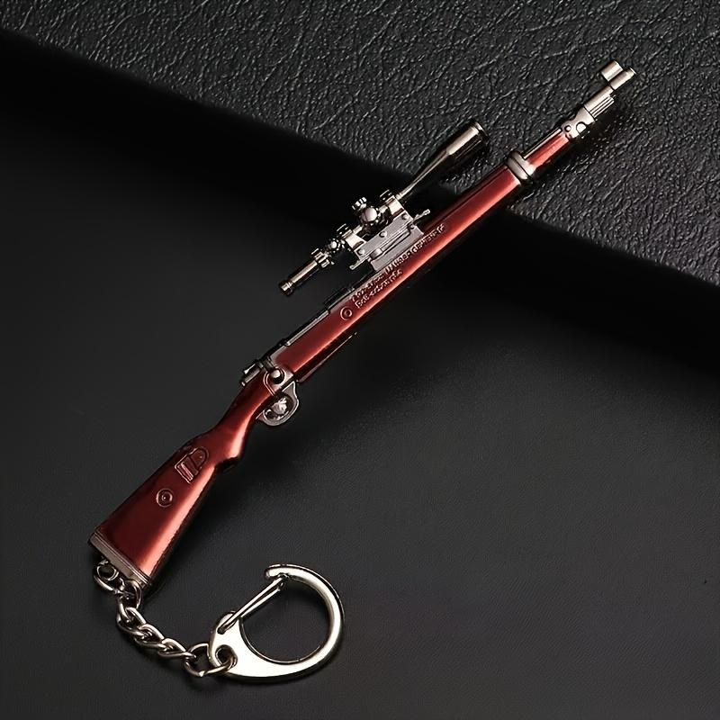 Anime Gun Keychain Set - Alloy mini metal weapon model, perfect for bag and table decoration, ideal birthday, holiday gifts, battlefield veteran decorations, miniature landscape decoration, game gun model, gun accessories suitable for gamers