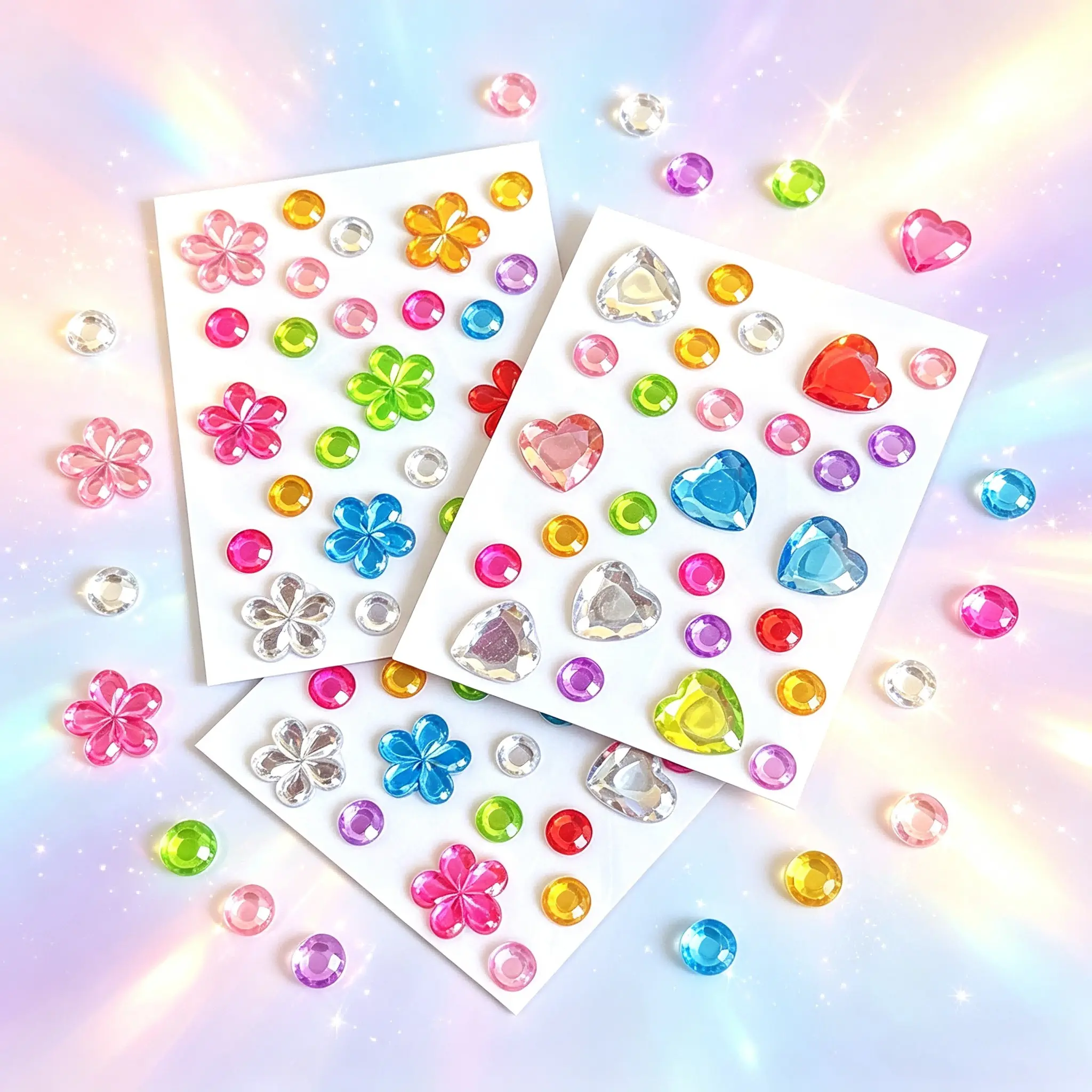 Shiny Gem Stickers, Colorful Cute Self-Adhesive Decorative Stickers, DIY Craft Decoration Accessories, for Phone Cases, Vases, Picture Frames, Greeting Cards