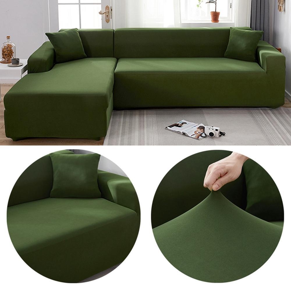 Stretch Sofa Slipcover - Solid L Shaped Couch Cover, Elastic Furniture Protection Covers for 1/2/3 Seater Living Room Couch & Relax Chair, Furniture Slipcovers