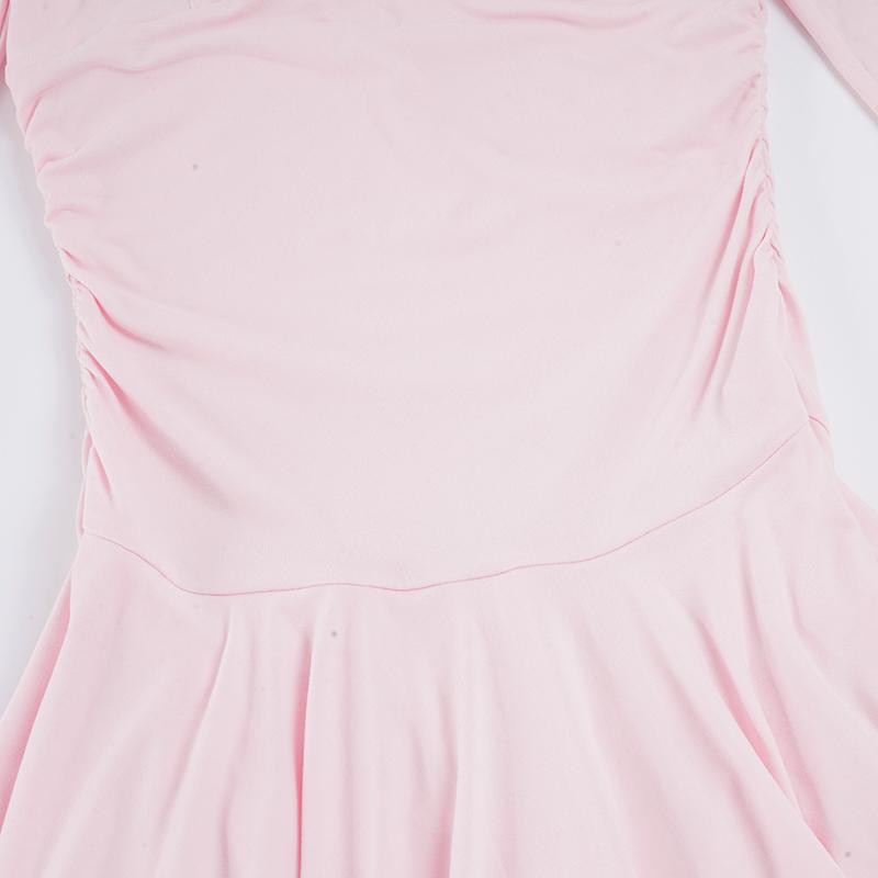 Women's Sweet Style V-Neck Ruffle Long Sleeve Pink Dress, Fall Pure Color Sexy Fashion Slim Fit A-Line Knitting Short Skirt, Bodycon Fit Dress, Bodycon Stretch Dresses - TikTok Shop Women's Sweet Style V-Neck Ruffle Long Sleeve Pink Dress, Fall Pure Color Sexy Fashion Slim Fit A-Line Knitting Short Skirt, Bodycon Fit Dress, Bodycon Stretch Dresses - TikTok Shop
