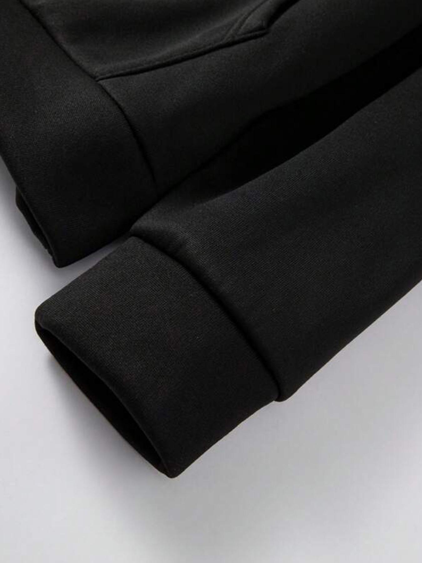 Men's Black Cropped Hoodie Letter Logo with "Stay Wild" Graphic | Grunge Street Style