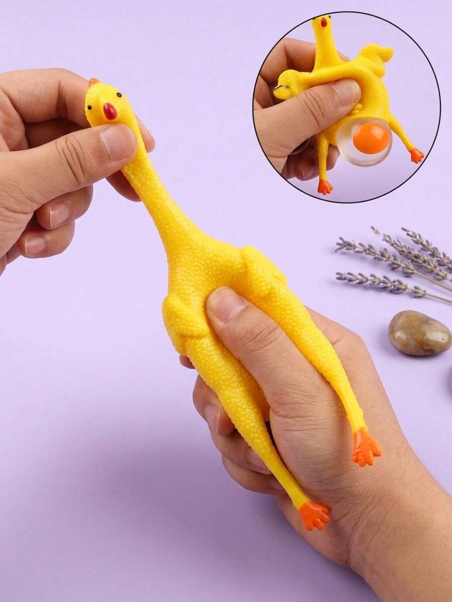 Prank Chicken Stress Relief Decor, Squeeze Out Egg Funny Novelty Stress Relief Accessory, Humorous Toy, Suitable For Birthday, Graduation Season, Halloween Party And Office Use Funny Gift