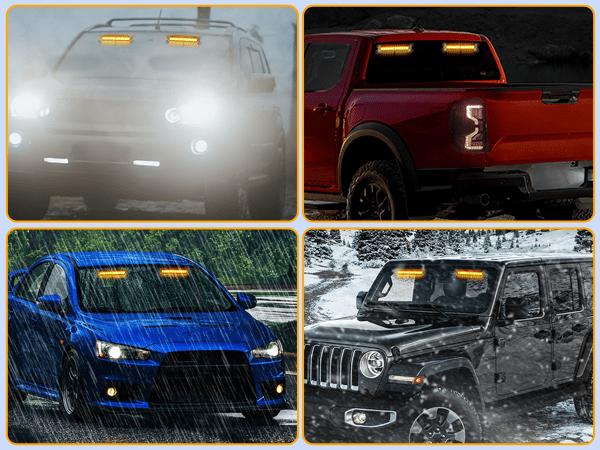 Nilight 24LED High Intensity 12-24V DC Aluminum Tinted 2-in-1 Emergency Strobe Traffic Advisor Light Bar, Amber Dash Warning Safety Flashing Lights for Windshield, Law Enforcement Trucks Cars Plow Vehicles