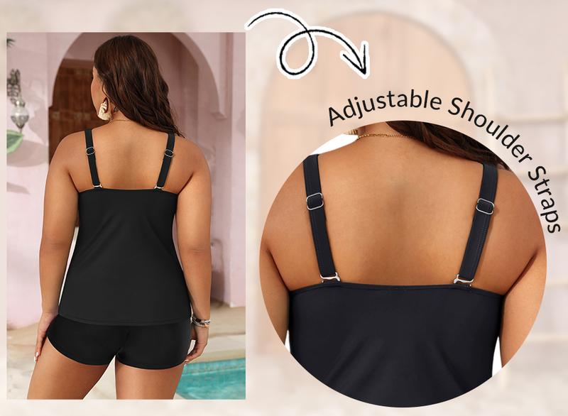 Yonique Womens Plus Size Swimsuits with Shorts Tummy Control Tankini Two Piece Bathing Suits Athletic Swimwear Plus Size Tankini with Boy Shorts High Waisted Full Coverage Swimsuit Yonique Womens Plus Size Swimsuits with Shorts Tummy Control Tankini Two Piece Bathing Suits Athletic Swimwear Plus Size Tankini with Boy Shorts High Waisted Full Coverage Swimsuit