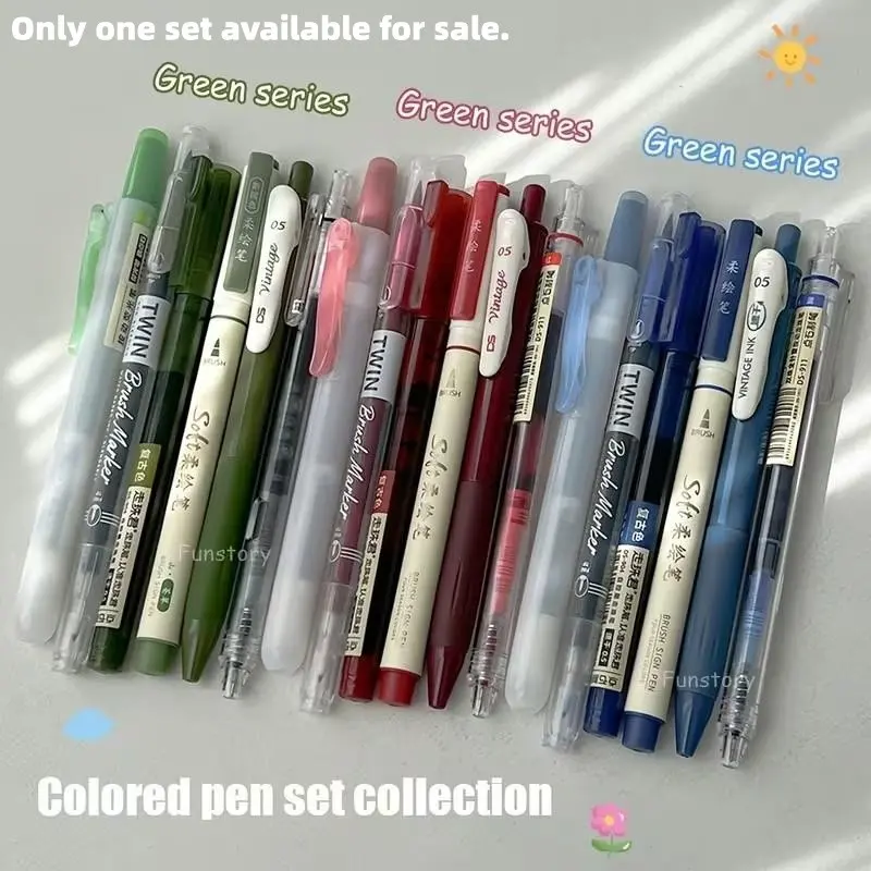 6-Piece Set Colorful Soft Brush Calligraphy Pens, 0.5mm Fine Line Markers, Vintage Multi-Head Drawing Brushes, Precision Painting Tools, Crafting Tools