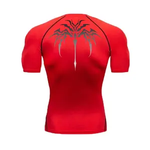 Printed Running Fitness Compression T-shirt Summer Hot-selling Thin Bottoming Sports Short-sleeved Casual Daily Comfortable Top