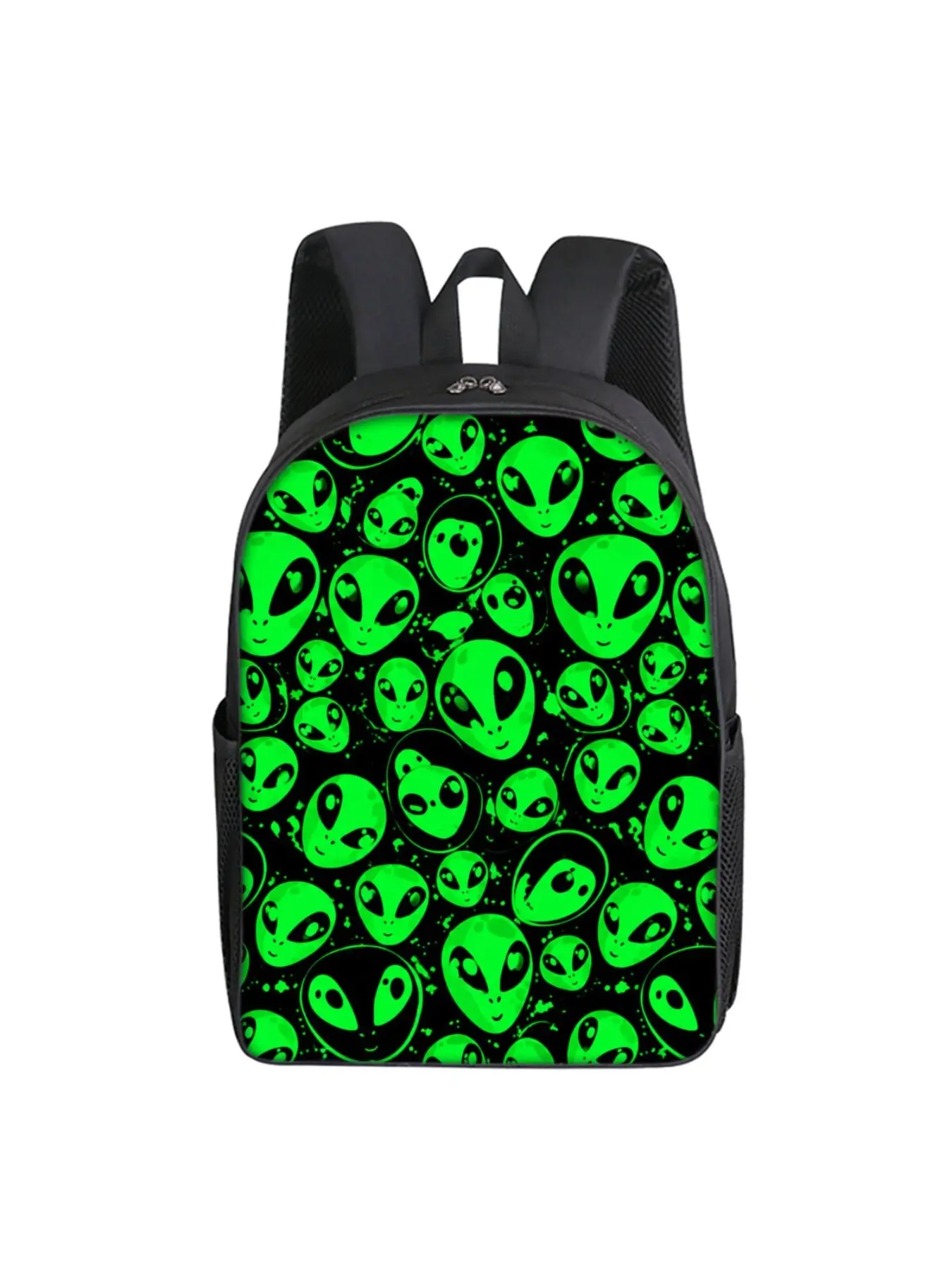 2D Alien‑pattern Printed Backpack, Adjustable‑strap Waterproof Backpack, Versatile Wear‑resistant Backpack for Outdoor Trips and Sports