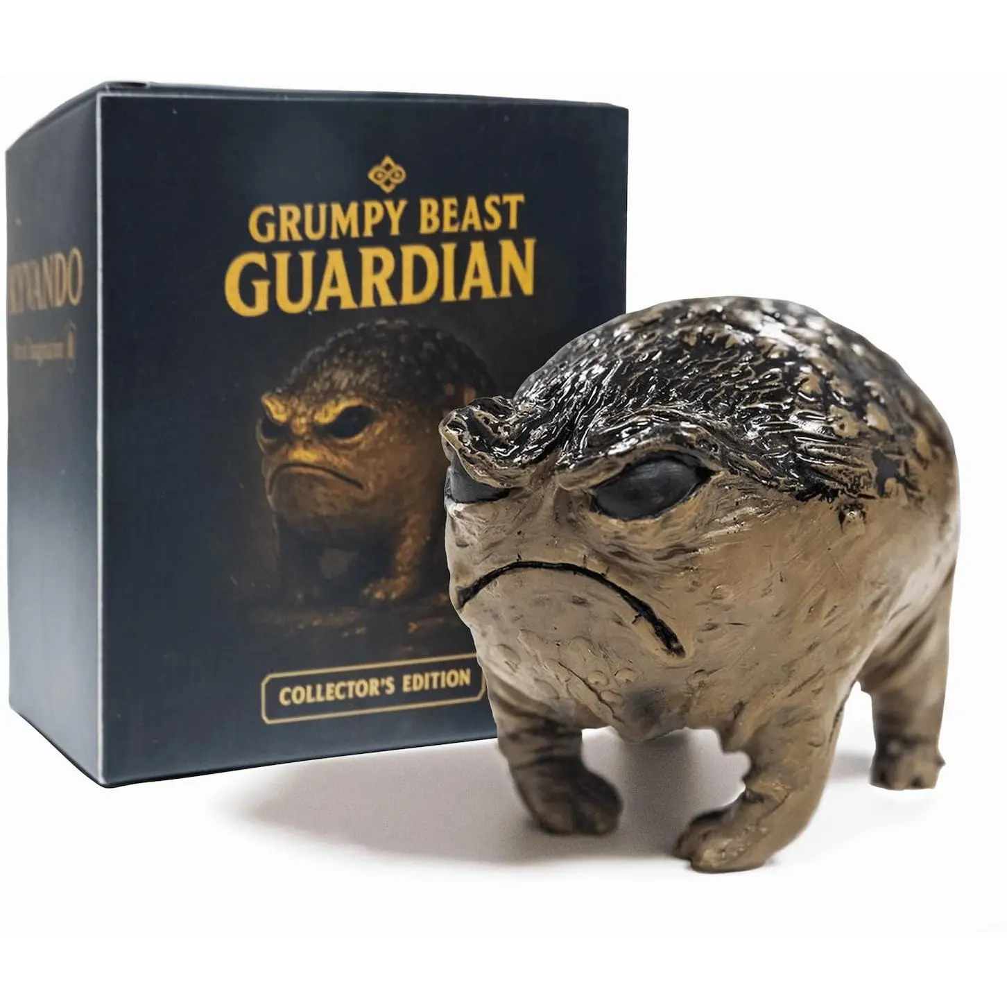 Grumpy Frog Toad Statue - Hand-Carved Modern Synthetic Trinket, Ugly Cute Compact Novelty Figurine with Box for Garden, Room Decor