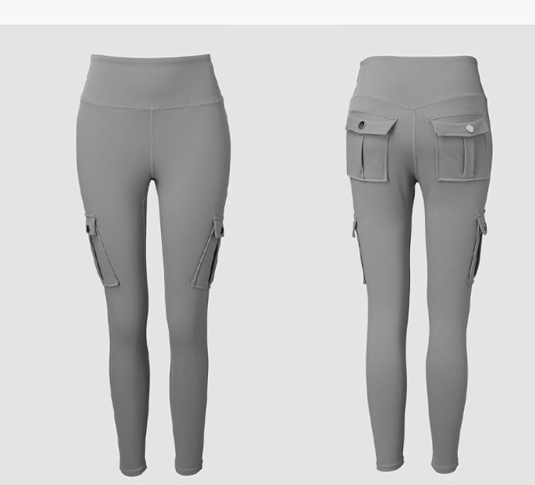 Women Cargo Pocket High Waist Leggings, Stretch Slim Fit Workout Pants, Casual Athletic Running Fitness Trousers