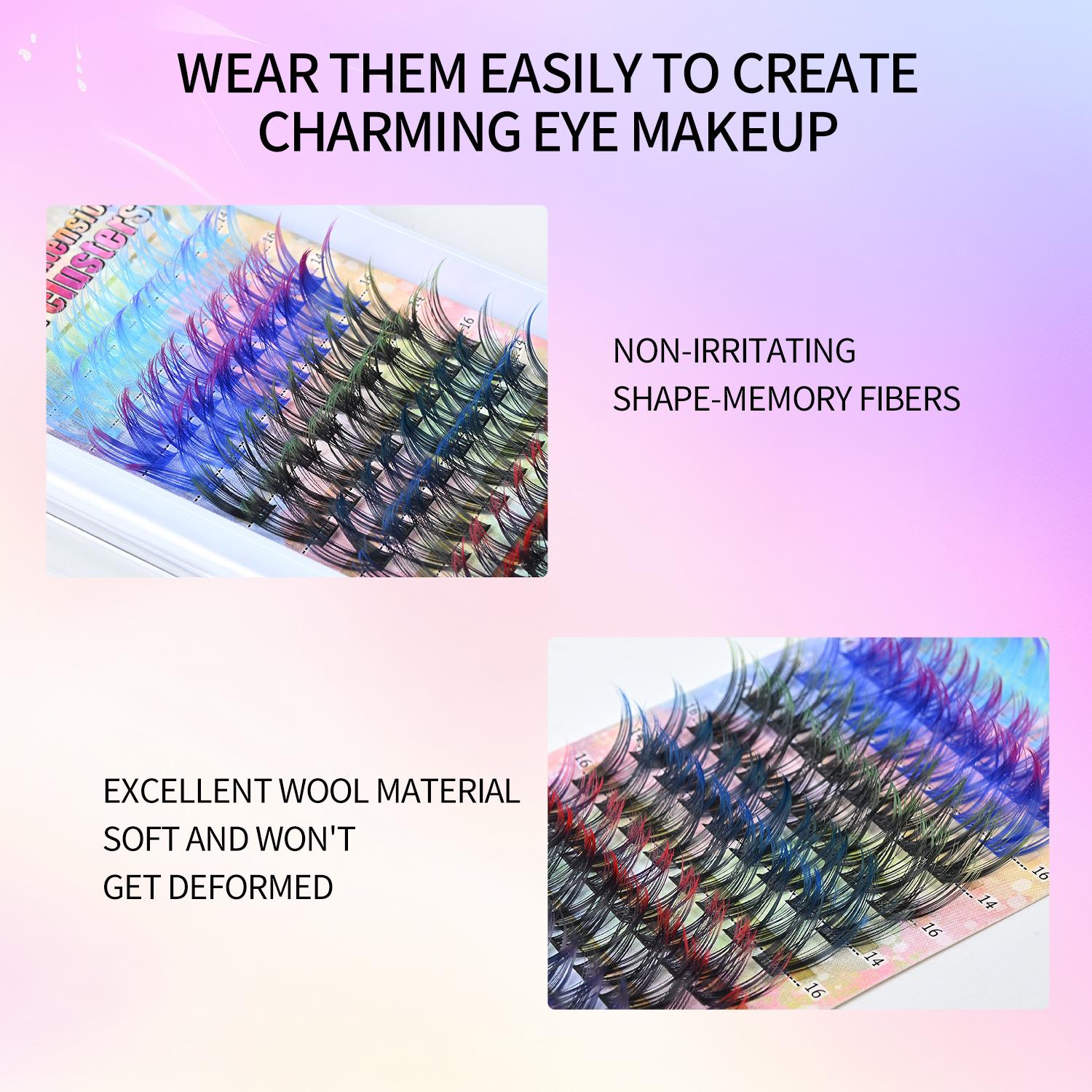 Mixed Color Individual False Eyelashes, 1 Box Natural Look Eyelash Extensions, Self Grafting Curling Fake Eyelashes for Women, Makeup, Diy Eyelash Extensions