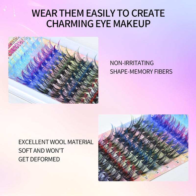 Mixed Color Individual False Eyelashes, 1 Box Natural Look Eyelash Extensions, Self Grafting Curling Fake Eyelashes for Women, Makeup, Diy Eyelash Extensions