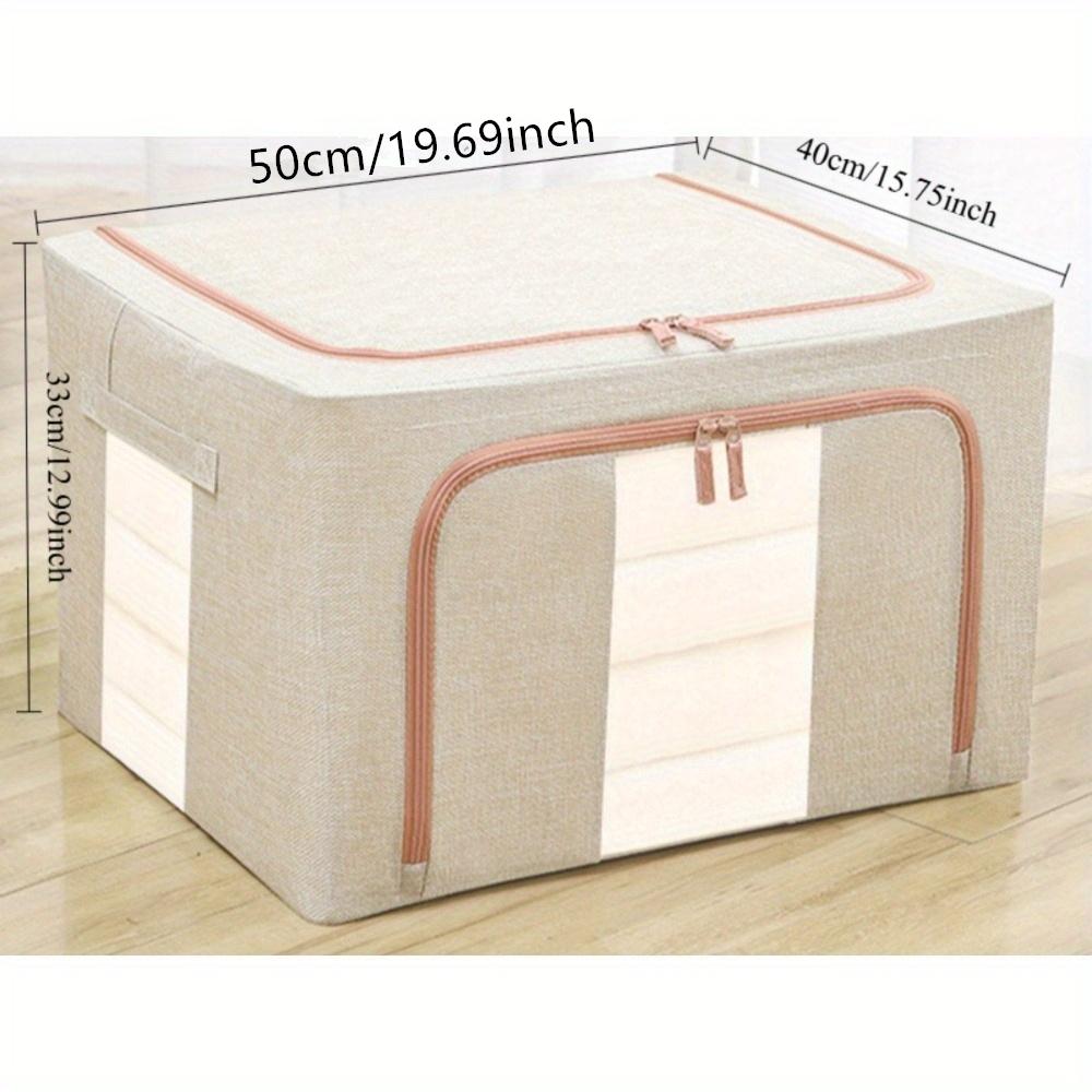 Foldable Steel Frame Storage Box, Transparent Organizer for Clothes and Blankets, Home Use Closet Storage Solution, 1 Piece
