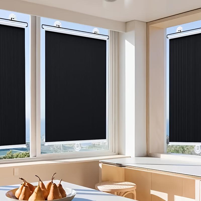 1 roll easy to install sunshade roller shutter - thermal insulation, used for kitchen, bathroom, bedroom windows with sunshade, Blackout blinds, no need for drilling suction installation, firm and not falling off
