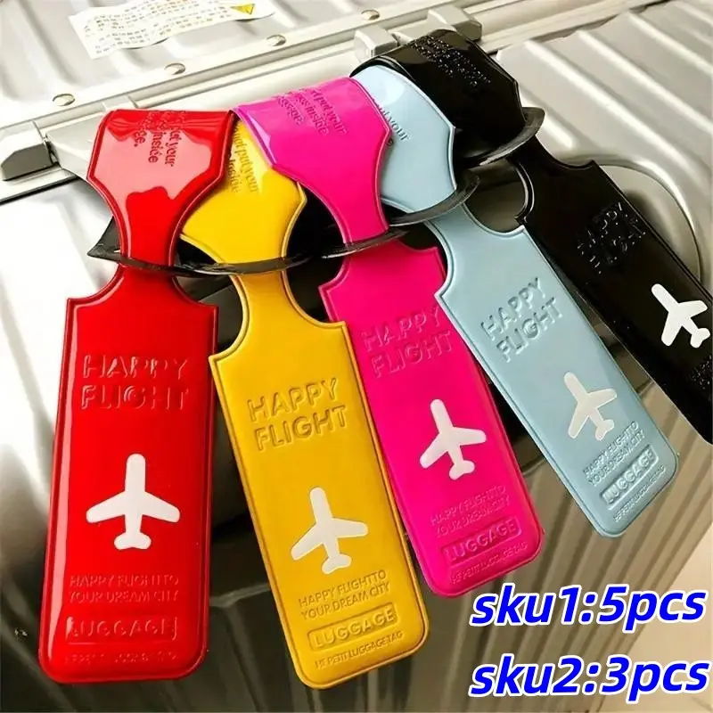 Set of 3 or 5 Luggage Tags, Suitcase Labels and Anti-Loss Identification Tags, Essential Travel Accessories and Travel Essentials, Traveling Essentials