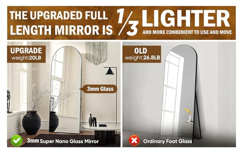 Arched Full Length Mirror, 58"x18" Arched Floor Mirror, Glassless Mirror Full Length with Stand, Floor Mirror Freestanding, Wall Mounted Mirror for Bedroom Living Room big mirror interior home christmas 2024 ornament Arched Full Length Decorative Mirror Arched Full Length Mirror, 58"x18" Arched Floor Mirror, Glassless Mirror Full Length with Stand, Floor Mirror Freestanding, Wall Mounted Mirror for Bedroom Living Room big mirror interior home christmas 2024 ornament Arched Full Length Decorative Mirror