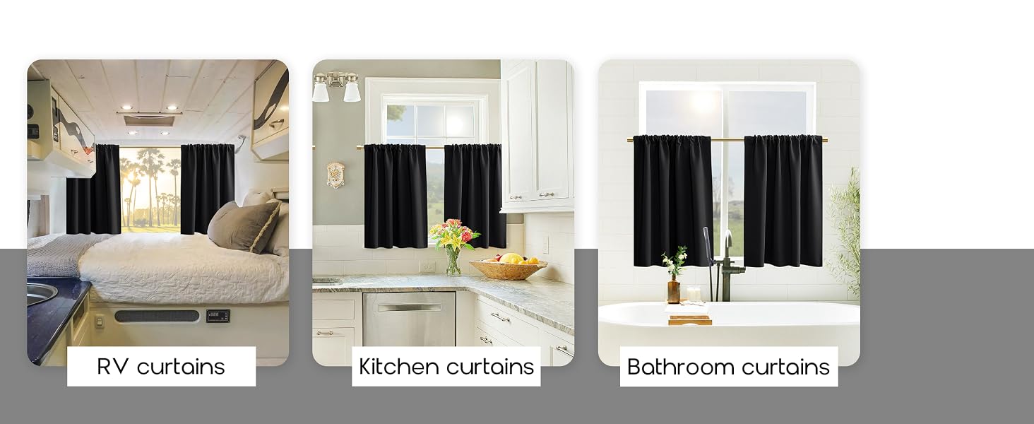 Bunk Bed Curtains for Bottom,Navy Blue Blackout Short Kids Curtains for Boys Bedroom,36 Inch Length