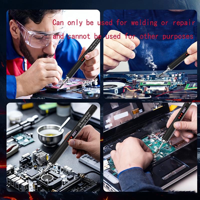 Mini Wireless Soldering Iron Set, USB Rechargeable Portable Cordless Solder Gun, LCD Display Adjustable Temperature, Home Appliance Repair DIY Tool