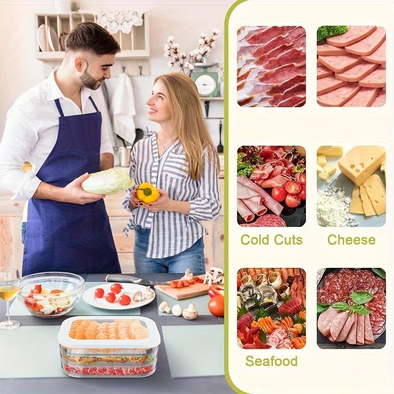 2/3/4-layer stackable food storage containers, Stackable plastic container, refrigerator storage boxes, organizers, with stackable, leak-proof design, reusable in the freezer, suitable for cheese, beef rolls, shrimp