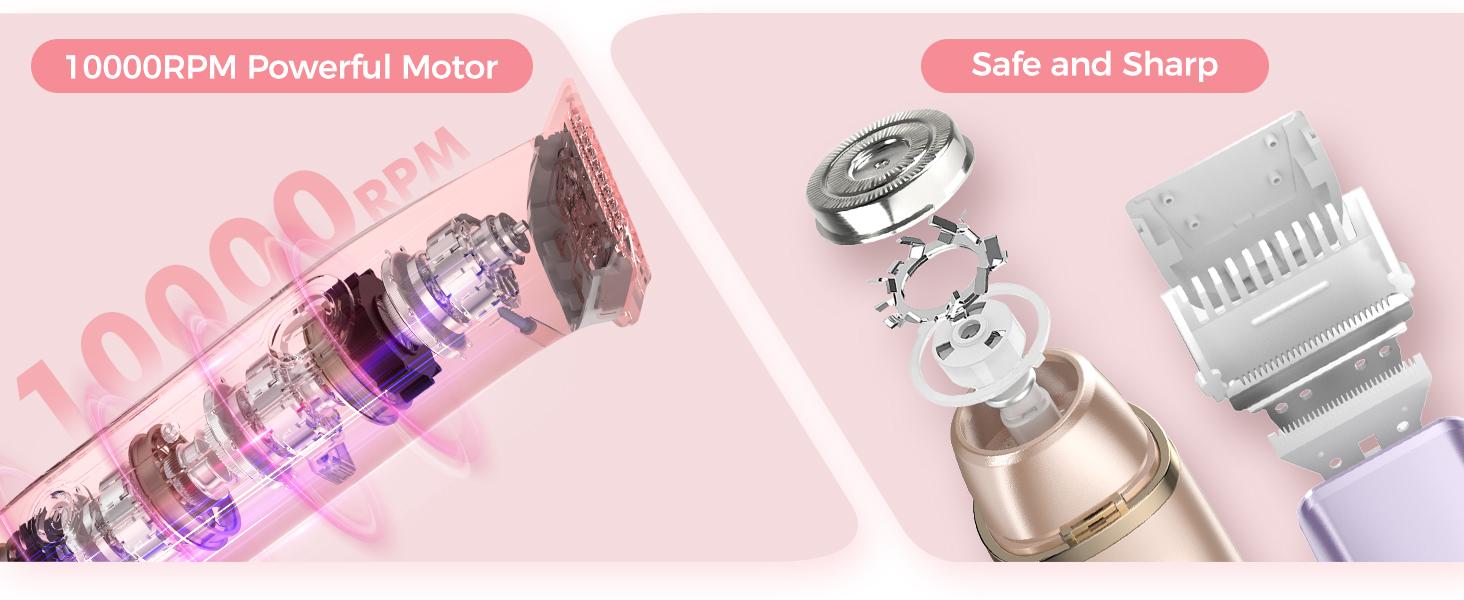 Electric Bikini Trimmer for Women, 1 Set Rechargeable 2 in 1 Body & Facial Hair Removal, Waterproof Wet & Dry Use Trimmer for Women