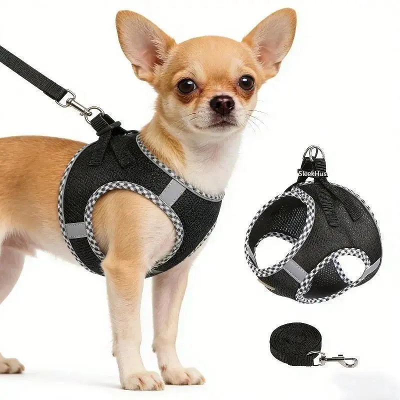 2Pcs Dog Collars & Harnesses & Leads Set, Adjustable No-Pull Chest Strap, Outdoor Walking Pet Gear for Small Medium Large Dogs