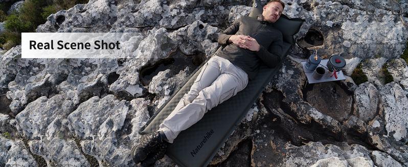 Naturehike Self-Inflating Sleeping Pad with/without Pillow, Ultra-Light, Waterproof Camping Mattress for Backpacking, Connectable for Multi-Person Use portable inflatable FathersDayGift