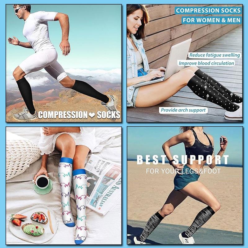 Women's & Men's 6-Pair Aesthetic Minimalist Fabric Compression Socks - Stretchy, Breathable, Comfortable, Modest, Calf-High, Leg Care Coordinates, Combination 51, Hospital Nursing Support for All-Day Standing, Everyday Wear Women's & Men's 6-Pair Aesthetic Minimalist Fabric Compression Socks - Stretchy, Breathable, Comfortable, Modest, Calf-High, Leg Care Coordinates, Combination 51, Hospital Nursing Support for All-Day Standing, Everyday Wear