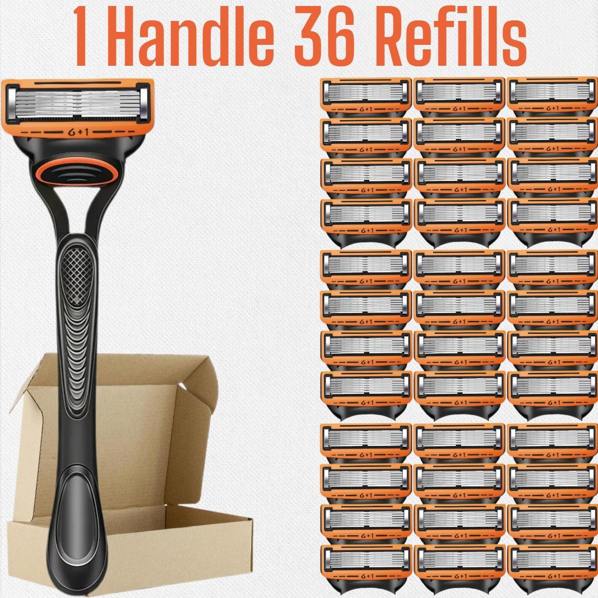 Men's Shaving Razor Set with 1 Handle and Extra Refills, Precision Trimmer, Stainless Steel Blades, Universal Fit, Sealed Packaging