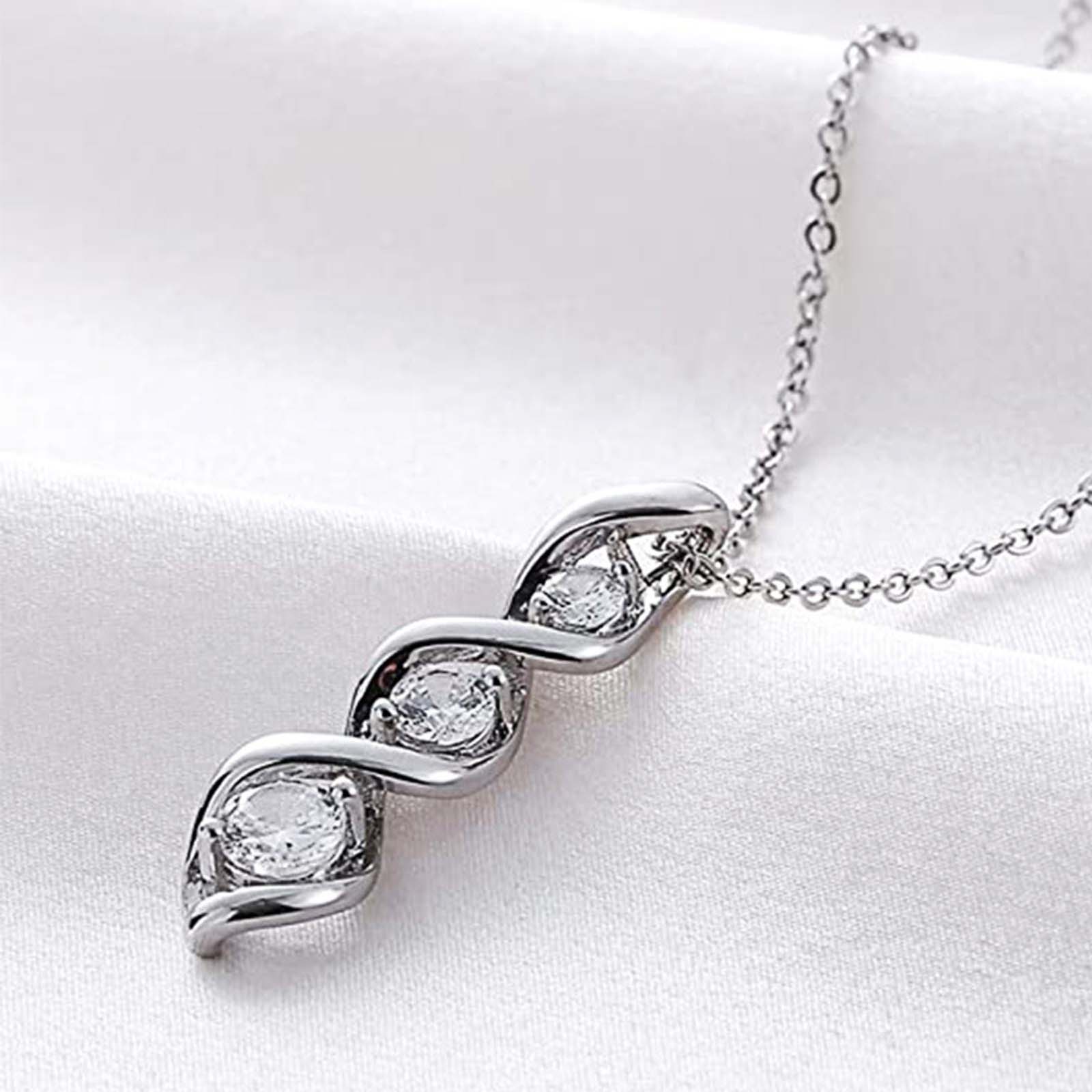 Creative zircon chemical molecule shape necklace classic spiral fashion accessories for girlfriend gifts suitable for parties and weddings