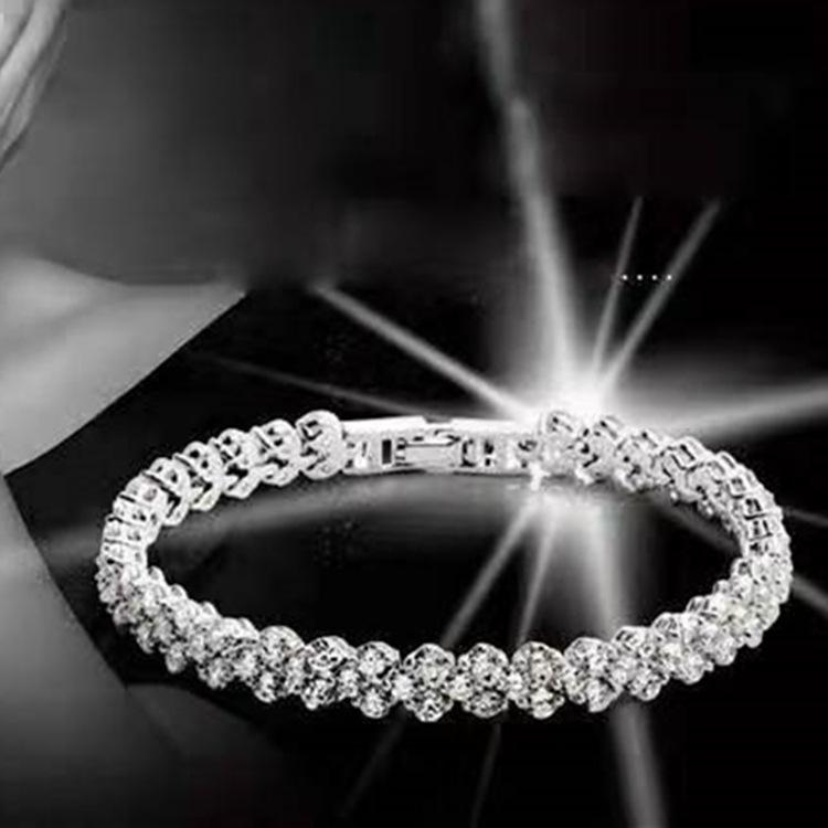 Fashionable Roman Zircon Bracelet, Exquisite Luxury Crystal Bracelet for Trendy Women, Pearl Gift