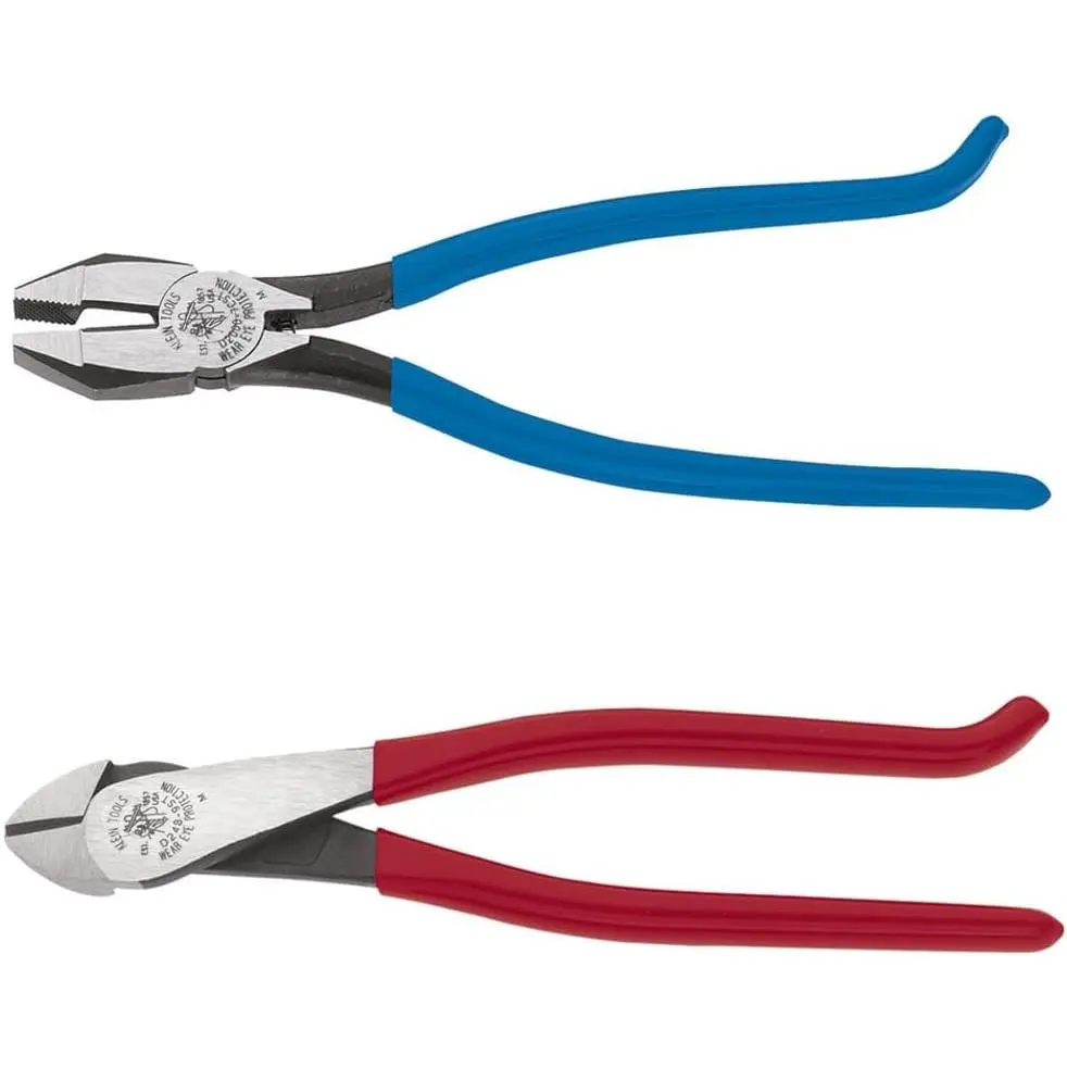 94508 Pliers Set, USA, Ironworker's Diagonal Cutting Pliers and Duty Side Cutters, Tie Wire for Rebar Work, 2-Piece Kit