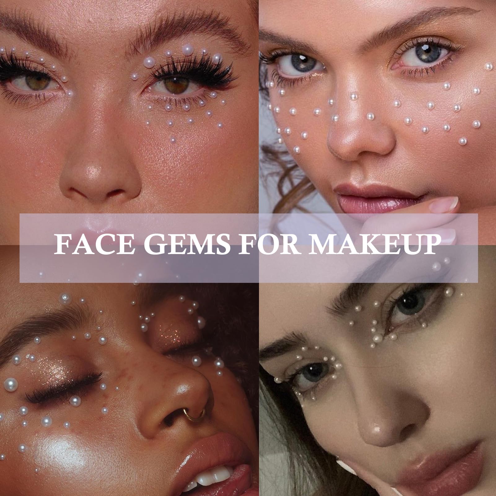 660Pcs Resin Face Gems Hair Gems, 3/4/5/6 mm DIY Self-Adhesive Rhinestones, Pearl/Clear Rhinestone/Ab Rhinestone for Makeup, Crafts